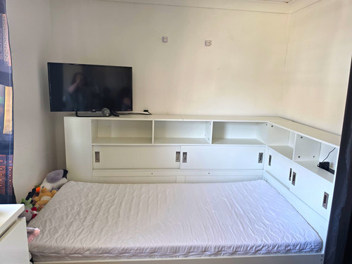 White wood double bed frame - double,