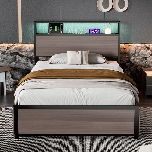 Metal platform bed frame - bed,