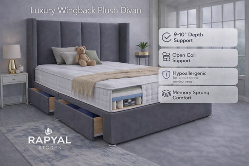 Wingback panel plush divan - wingback,