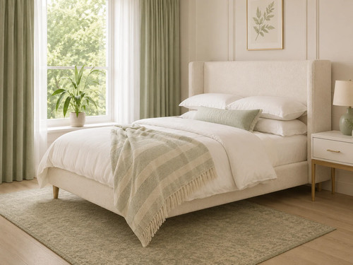 Luxury boucle upholstered - luxury, bed