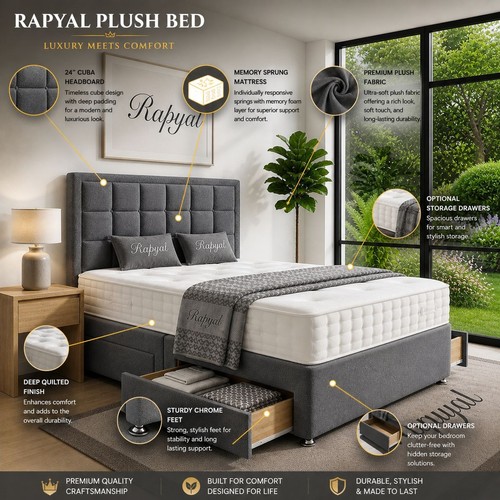 Plush divan bed set - divan, with