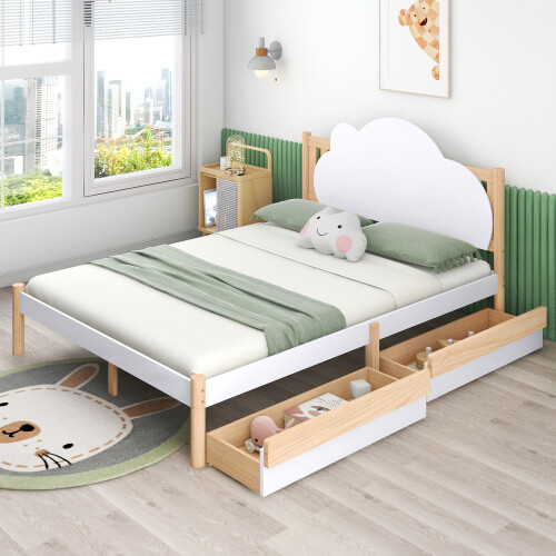 Wooden solid white bed - solid,