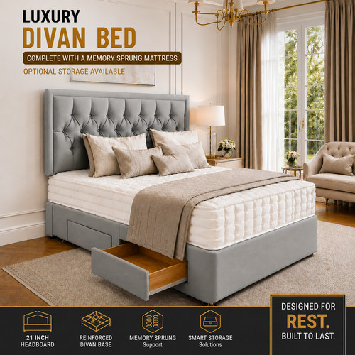 Plush divan bed set with - set,