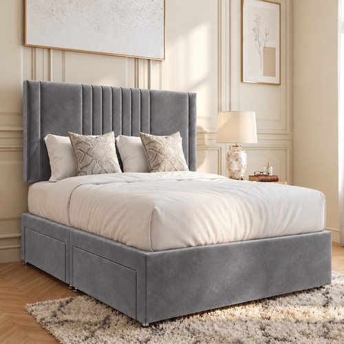 Plush divan base bed set - divan, with