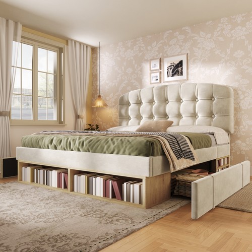 Upholstered bed with storage - bed,