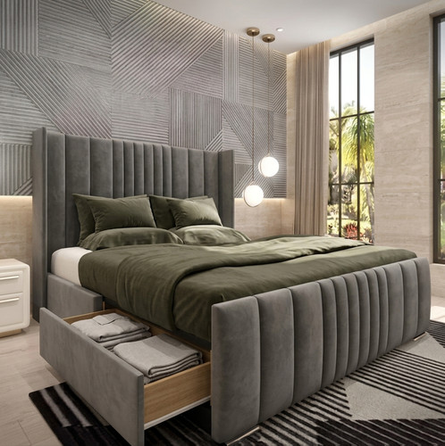 Panels divan bed set plush - set,