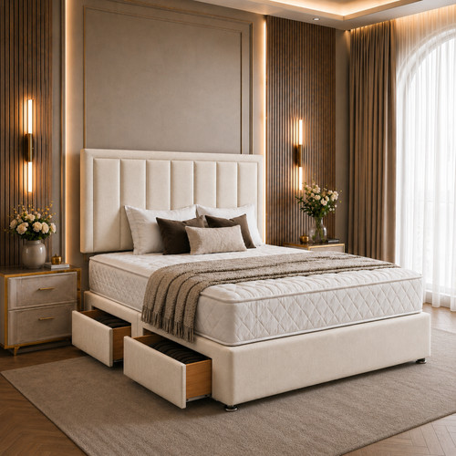 Plush divan bed set - bed,
