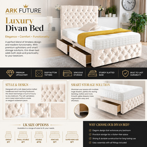 Chesterfied divan bed - chesterfied, with